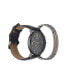 Men's Analog Black Croc Leather Strap Watch 42mm Bracelet Gift Set