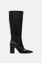 Leather block-heel boots