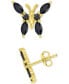 ფოტო #1 პროდუქტის Black Spinel Butterfly Stud Earrings (1-7/8 ct. t.w.) in 14k Gold-Plated Sterlng Silver