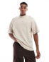 ADPT oversized heavy weight ribbed t-shirt in beige