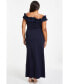 ფოტო #2 პროდუქტის Plus Size Ruffle Bardot Ruched Maxi Dress