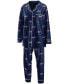 ფოტო #4 პროდუქტის Women's Navy Washington Capitals Long Sleeve Button-Up Shirt Pants Sleep Set