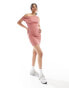 Фото #4 товара ASOS DESIGN ribbed mini with fallen shoulder in dusty rose