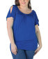 ფოტო #1 პროდუქტის Plus Size Short Sleeve Split Shoulder Top