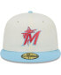 Фото #2 товара Men's White and Light Blue Miami Marlins Spring Color Two-Tone 59FIFTY Fitted Hat