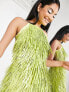 ASOS EDITION sequin shard halter midi dress in lime green