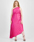 Trendy Plus Size Asymmetric-Neck Pleated Gown
