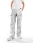 Фото #2 товара ASOS DESIGN wide leg parachute cargos trousers in silver