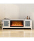 Mirror Glass TV Stand With Electric Fireplace, Crystal Decor Doors, 7 Colors Choosen, Remote Control