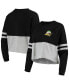 Women's Black, Heather Gray Oregon Ducks Cropped Retro Jersey Long Sleeve T-shirt