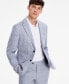 Фото #1 товара Men's Modern-Fit Blue Plaid Linen Suit Separate Jacket
