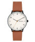 ფოტო #1 პროდუქტის Men's Three-Hand Quartz Riis Medium Brown Leather Watch 40mm