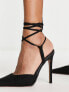 ASOS DESIGN Prize tie leg high heeled shoes in black