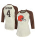 Фото #1 товара Women's Threads Deshaun Watson Cream, Brown Cleveland Browns Name & Number Raglan 3/4 Sleeve T-shirt