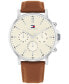 Men's Multifunction Brown Leather Watch 44mm