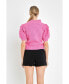ფოტო #3 პროდუქტის Women's Pom Pom Puff Sleeve Sweater