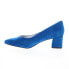 David Tate Creative Womens Blue Leather Slip On Block Heels Shoes