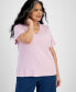 Plus Size Short-Sleeve V-Neck Top, Created for Macy's