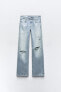 RIPPED MID-RISE WIDE-LEG TRF JEANS