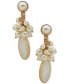 ფოტო #1 პროდუქტის Gold-Tone Imitation Pearl & Mother-of-Pearl Clip-On Drop Earrings