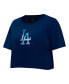 ფოტო #4 პროდუქტის Women's Navy Los Angeles Dodgers Painted Sky Boxy Cropped T-shirt
