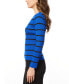 Фото #3 товара Women's Scoop Neck Ribbed Striped Sweater, Regular & Petites