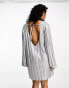 Фото #4 товара 4th & Reckless metallic tie back mini jumper dress in silver