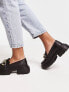 Pimkie chunky loafer with gold chain detail in black