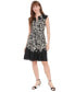 ფოტო #1 პროდუქტის Petite Printed Split-Neck Fit & Flare Dress