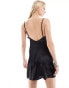 Vero Moda Tall low back satin mini dress in black