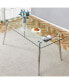 Modern Glass Dining Table with Silver Legs