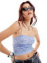 Фото #1 товара Free People lace overlay cropped cami bralet in astral blue