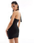 Фото #3 товара ASOS DESIGN wrap around neck mini dress with buckle detail in black