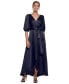 Фото #1 товара Balloon-Sleeve Faux-Wrap Gown