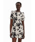 Women's Short floral dress black|white, XXSmall - фото #5