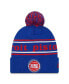 Фото #1 товара Men's Blue Detroit Pistons Marquee Cuffed Knit Hat with Pom