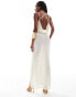 Фото #3 товара ASOS DESIGN strappy sheer cowl midi dress with drape skirt in cream lace