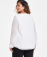 Plus Size Double-Layer Sheer-Sleeve V-Neck Blouse