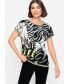 Фото #2 товара Women's 100% Cotton Short Sleeve Abstract Palm Print T-Shirt