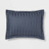 Фото #2 товара 3pc King Luxe Striped Damask Duvet Cover and Sham Set Dark Teal Blue - Threshold