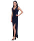 ფოტო #3 პროდუქტის Petite Collared Side-Slit Long Gown