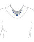 ფოტო #4 პროდუქტის Estate Jewelry Art Deco Style Baguette CZ Royal Blue Large Dangling Teardrops Bib Statement Collar Necklace For Women