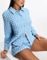 Фото #1 товара ASOS DESIGN Lounge popcorn texture shirt & short set in blue