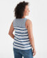 Фото #4 товара Women's Striped Linen-Cotton Sleeveless Top, Created for Macy's