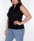 Фото #6 товара Black Label Plus Size Sleeveless Quarter Zip Sweater