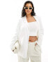 ASOS DESIGN Curve relaxed blazer with linen in white