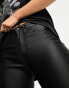 Only mid waist coated flared trousers in black