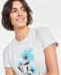 Фото #3 товара Women's Flower-Graphic Crewneck Short-Sleeve T-Shirt, Created for Macy's