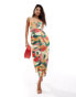 Фото #2 товара ASOS DESIGN mesh ring trim detail cami maxi dress in bold abstract print