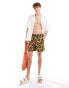 Hunky Trunks geo stripe swim shorts in green and orange